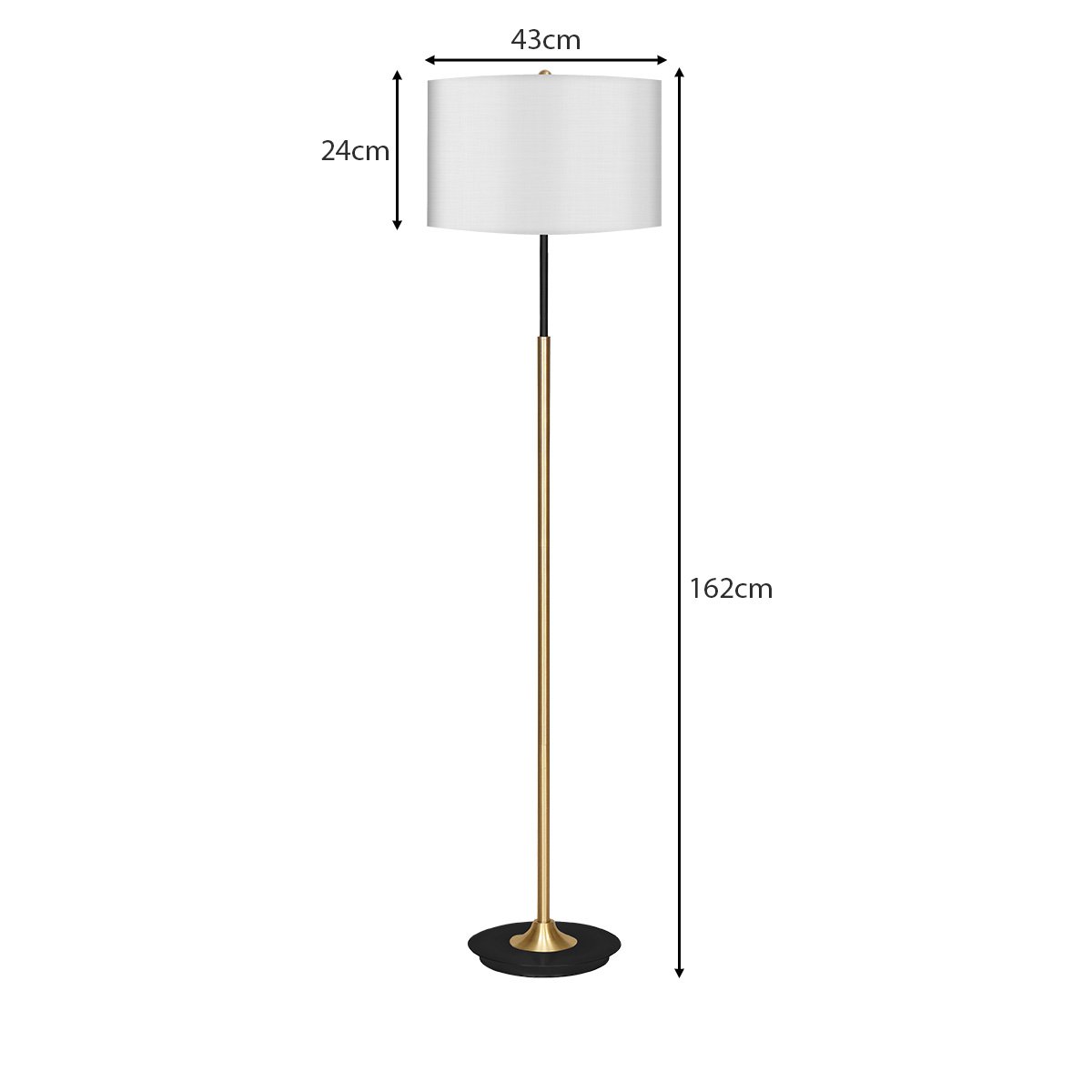Metal Floor Lamp Brushed Brass Finish with White Shade | Elegant Modern Design