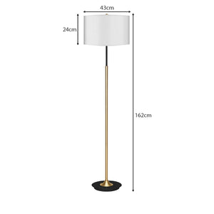 Metal Floor Lamp Brushed Brass Finish with White Shade | Elegant Modern Design