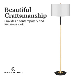 Metal Floor Lamp Brushed Brass Finish with White Shade | Elegant Modern Design