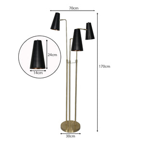 Three Metal Shade Floor Lamp | Industrial Style