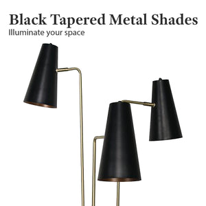 Three Metal Shade Floor Lamp | Industrial Style