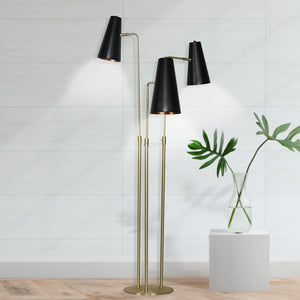 Three Metal Shade Floor Lamp | Industrial Style