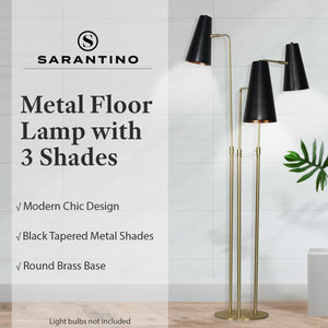 Three Metal Shade Floor Lamp | Industrial Style