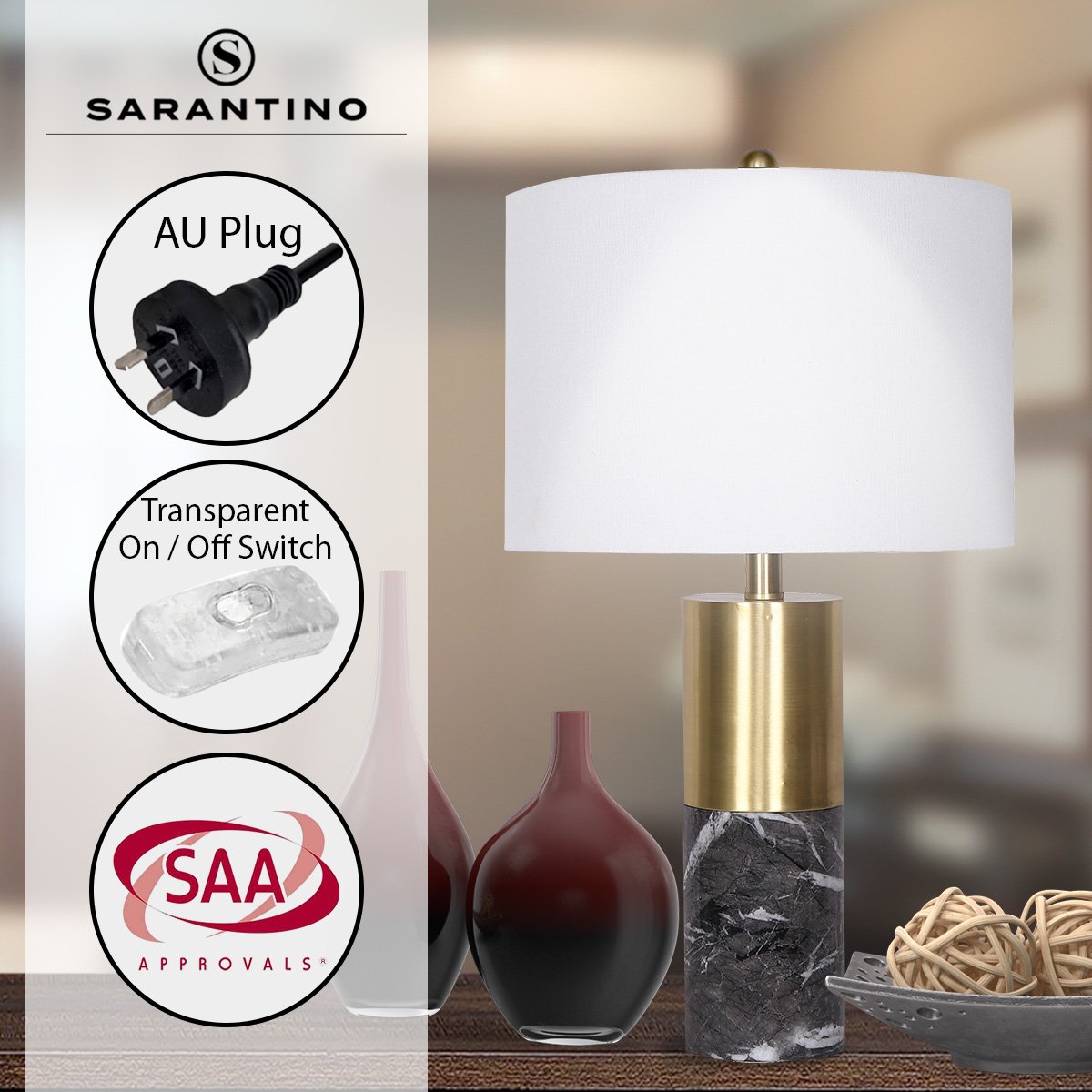 Metal and Marble Table Lamp in Black | Chic and Stylish Lighting