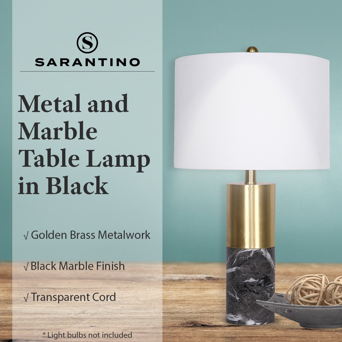 Metal and Marble Table Lamp in Black | Chic and Stylish Lighting