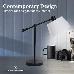 Adjustable Metal Table Lamp in Black | Stylish and Functional Lighting