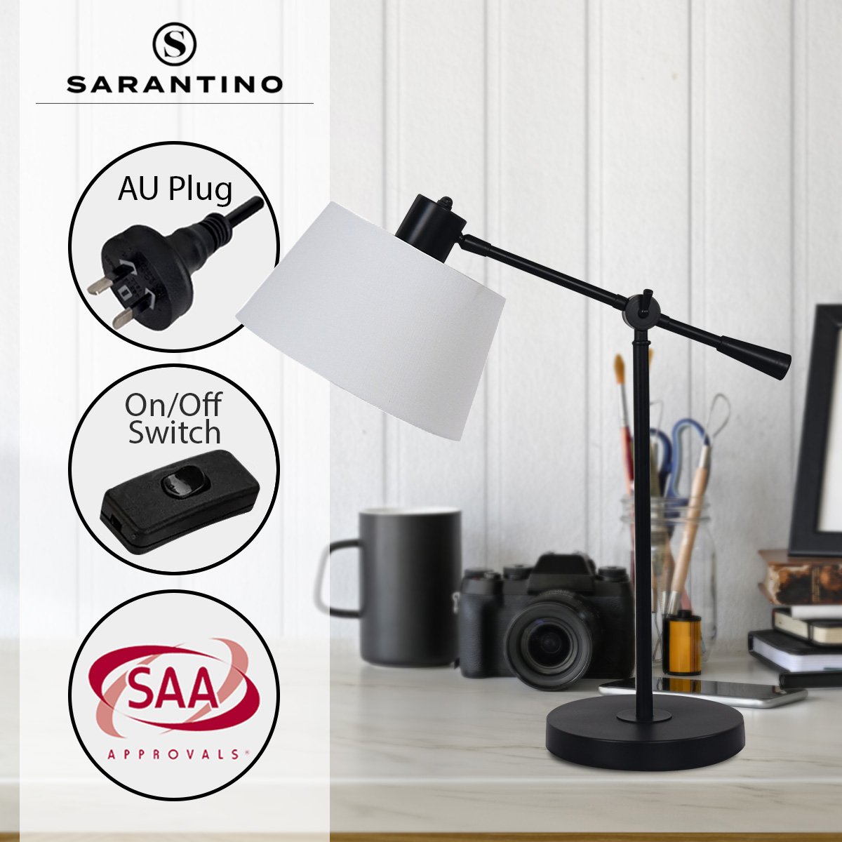 Adjustable Metal Table Lamp in Black | Stylish and Functional Lighting