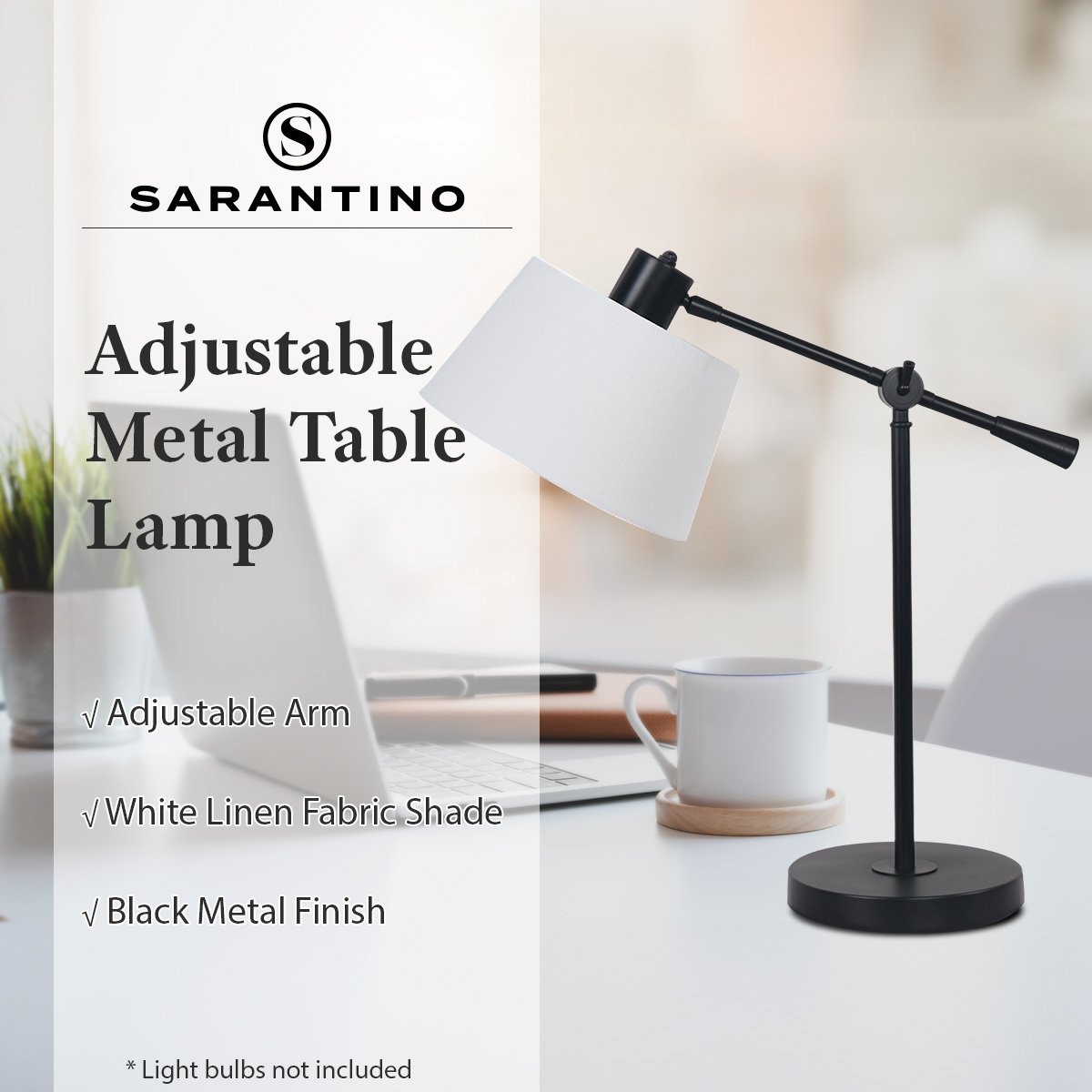 Adjustable Metal Table Lamp in Black | Stylish and Functional Lighting