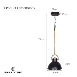 Black and Gold Pendant Light | Elegant Metal Lighting Fixture