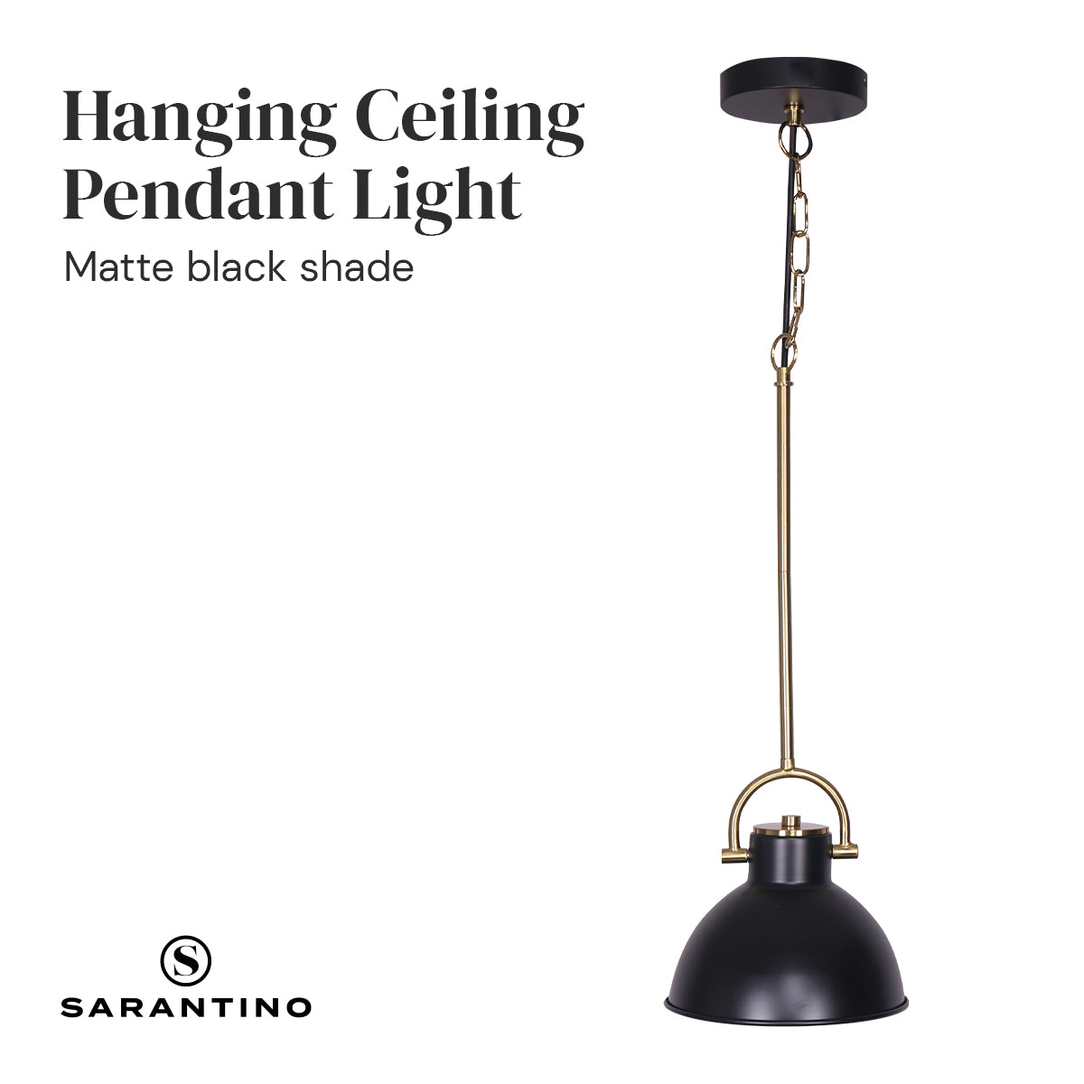 Black and Gold Pendant Light | Elegant Metal Lighting Fixture