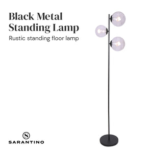 3-Light Black Metal Floor Lamp | Industrial Modern Design