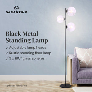 3-Light Black Metal Floor Lamp | Industrial Modern Design