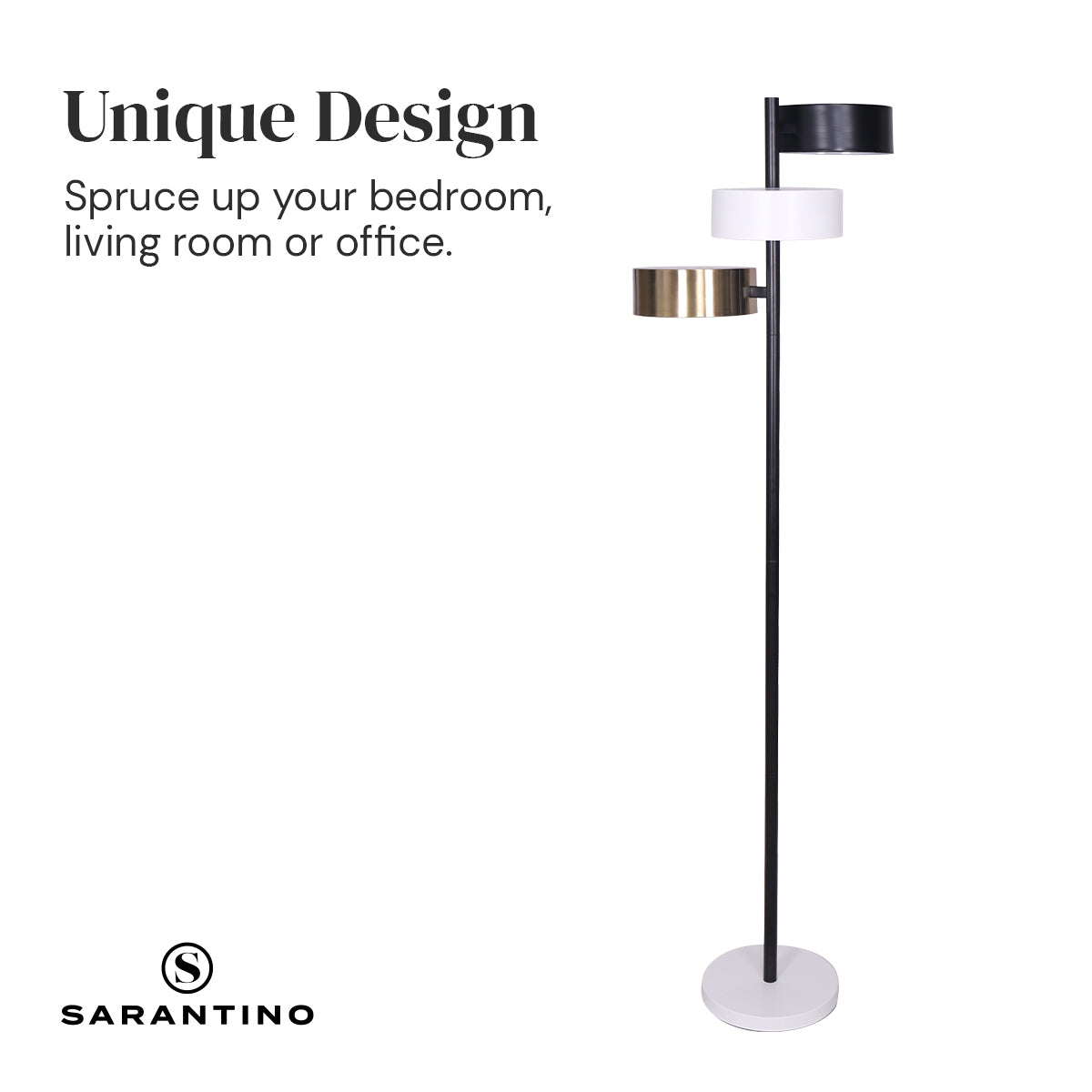 Metal Floor Lamp with 3 Swirl Shades | Modern Decorative Lighting