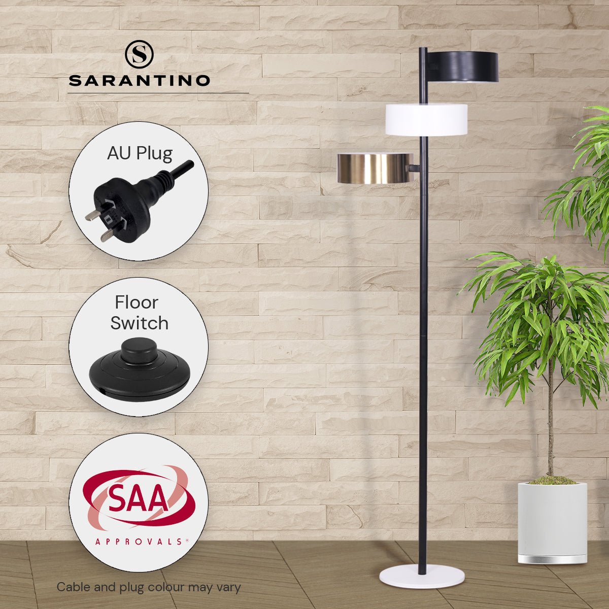 Metal Floor Lamp with 3 Swirl Shades | Modern Decorative Lighting