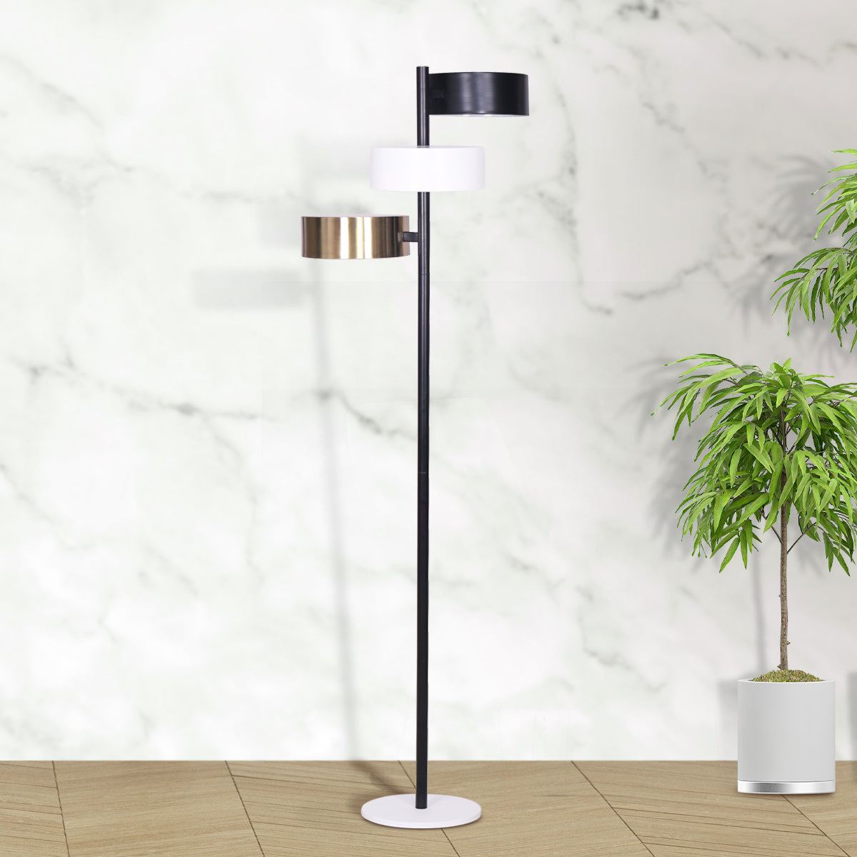 Metal Floor Lamp with 3 Swirl Shades | Modern Decorative Lighting
