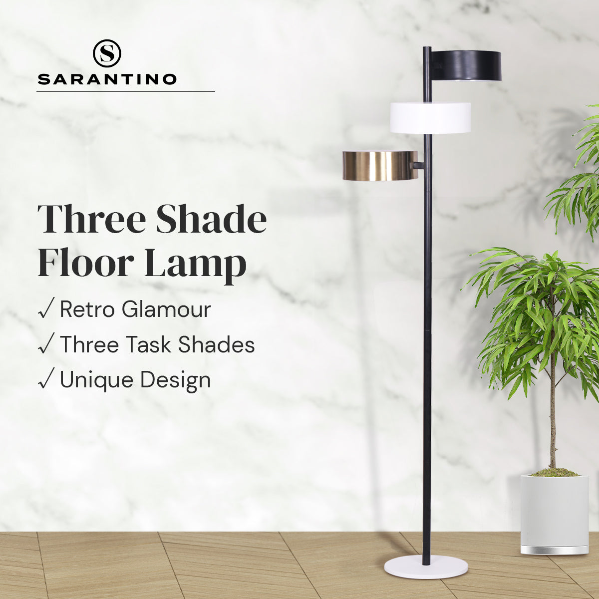 Metal Floor Lamp with 3 Swirl Shades | Modern Decorative Lighting