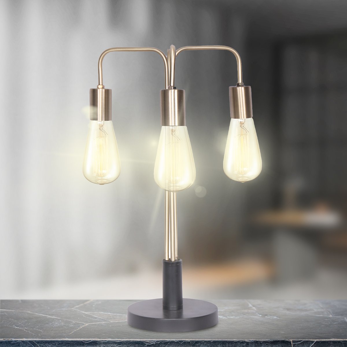 Exposed Bulb Industrial Table Lamp | Vintage and Rustic Design