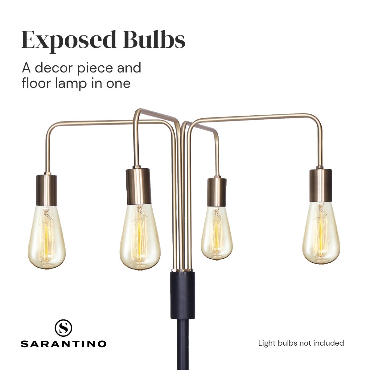 Modern Exposed Bulb 4-Arm Industrial Light Floor Lamp | Chic and Industrial