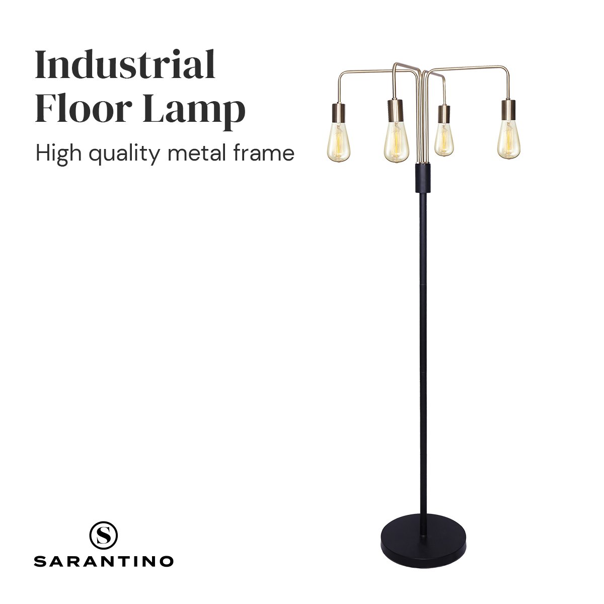 Modern Exposed Bulb 4-Arm Industrial Light Floor Lamp | Chic and Industrial
