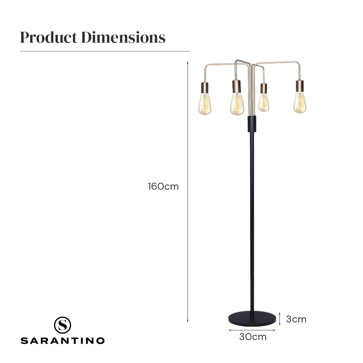 Modern Exposed Bulb 4-Arm Industrial Light Floor Lamp | Chic and Industrial