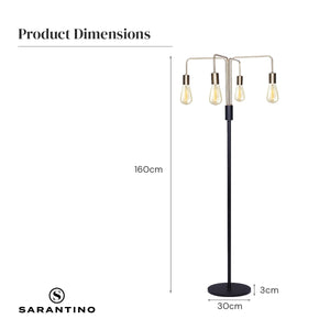 Modern Exposed Bulb 4-Arm Industrial Light Floor Lamp | Chic and Industrial