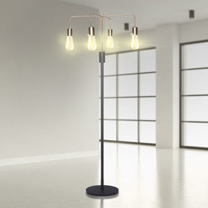 Modern Exposed Bulb 4-Arm Industrial Light Floor Lamp | Chic and Industrial
