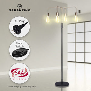 Modern Exposed Bulb 4-Arm Industrial Light Floor Lamp | Chic and Industrial