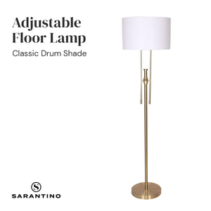 Brushed Gold Height-Adjustable Metal Floor Lamp