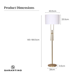 Brushed Gold Height-Adjustable Metal Floor Lamp