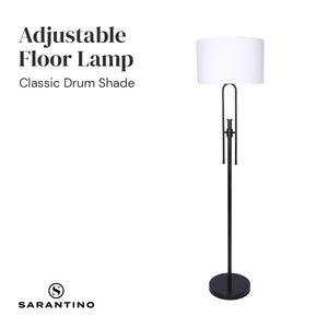 Sarantino Height-Adjustable Metal Floor Lamp | Matte Black