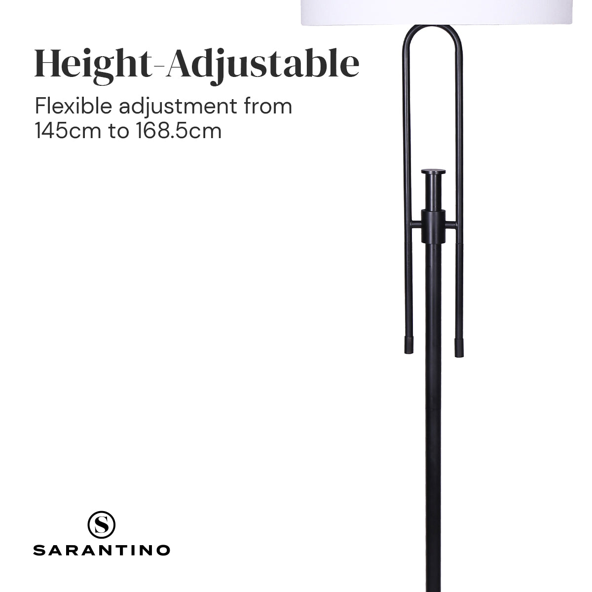 Sarantino Height-Adjustable Metal Floor Lamp | Matte Black