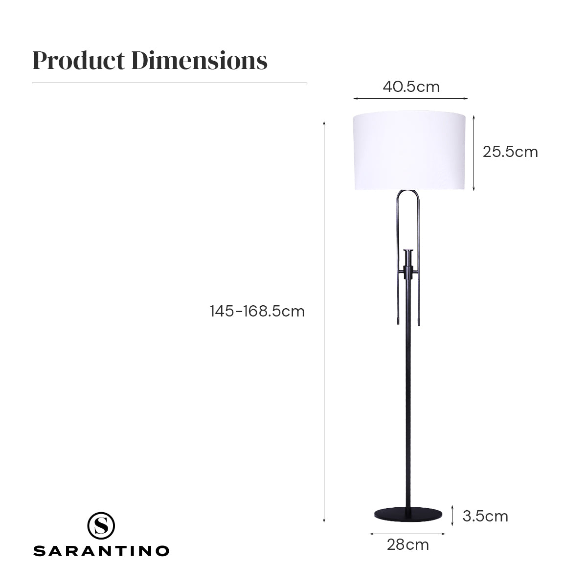 Sarantino Height-Adjustable Metal Floor Lamp | Matte Black