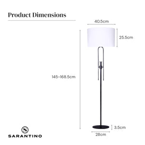 Sarantino Height-Adjustable Metal Floor Lamp | Matte Black