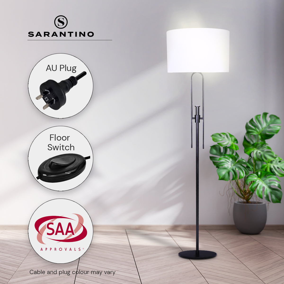 Sarantino Height-Adjustable Metal Floor Lamp | Matte Black