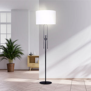 Sarantino Height-Adjustable Metal Floor Lamp | Matte Black