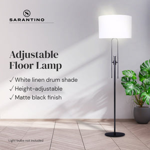 Sarantino Height-Adjustable Metal Floor Lamp | Matte Black