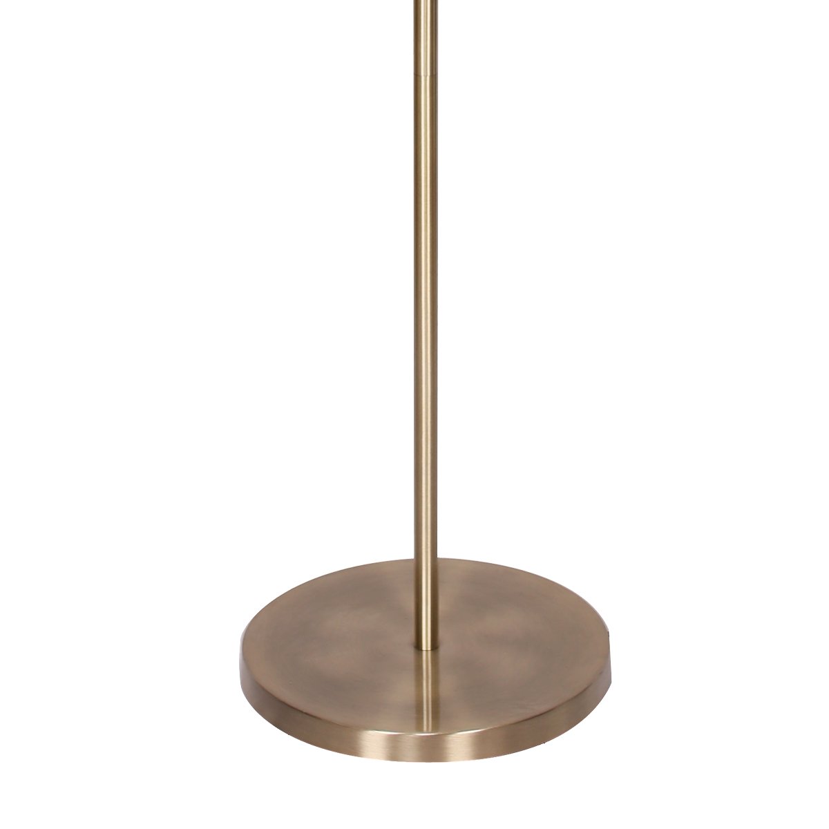Metal Floor Lamp in Antique Brass Finish | Cream Linen Fabric Shade