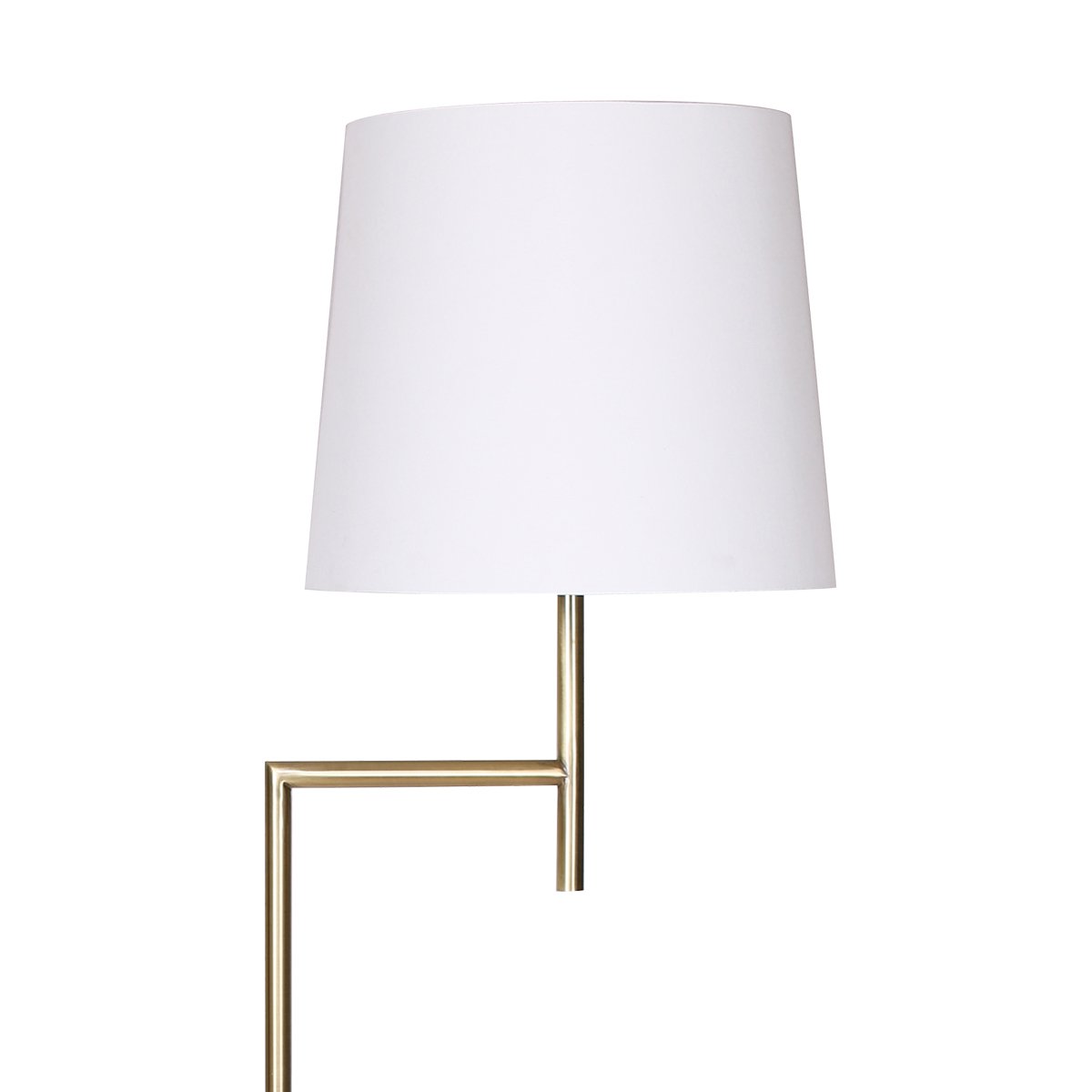 Metal Floor Lamp in Antique Brass Finish | Cream Linen Fabric Shade