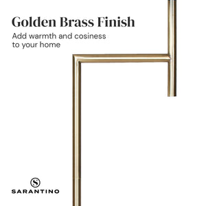 Metal Floor Lamp in Antique Brass Finish | Cream Linen Fabric Shade