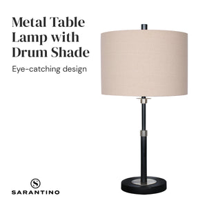 Metal Table Lamp | Linen Drum Shade