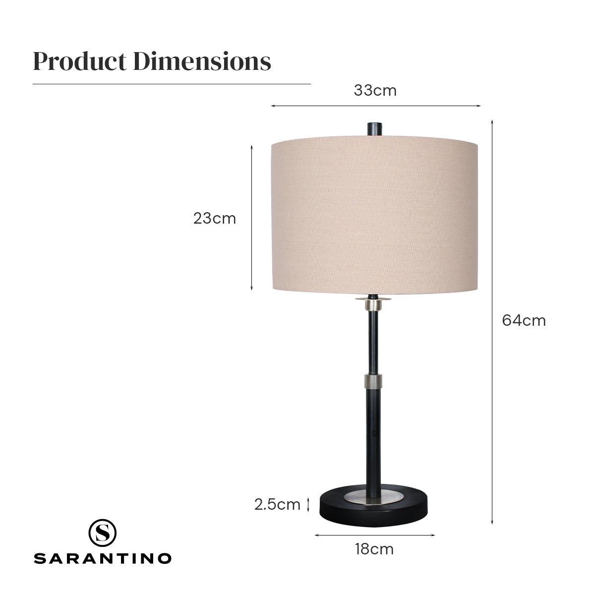 Metal Table Lamp | Linen Drum Shade