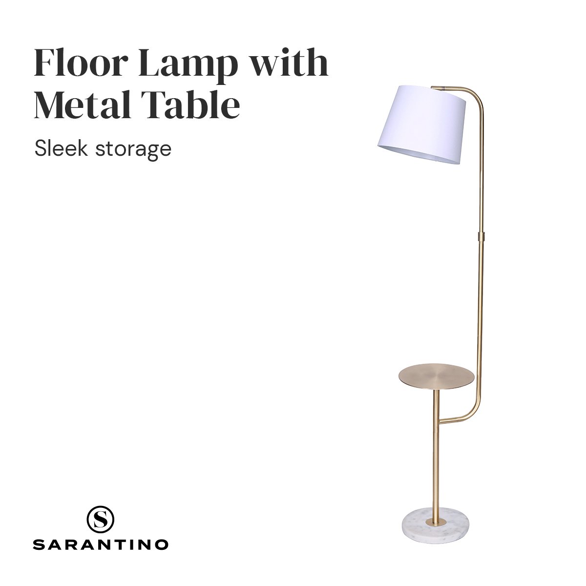 Sarantino Marble & Metal End Table | Floor Lamp | Modern Design