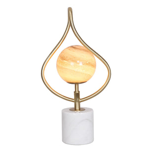 Sculptural Orange Glass Table Lamp with White Marble Base | Artistic Lighting