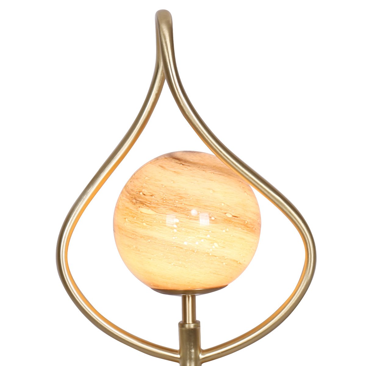 Sculptural Orange Glass Table Lamp with White Marble Base | Artistic Lighting