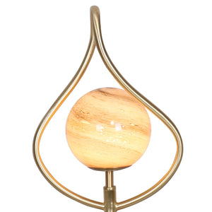 Sculptural Orange Glass Table Lamp with White Marble Base | Artistic Lighting
