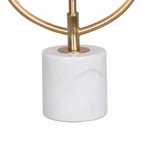 Sculptural Orange Glass Table Lamp with White Marble Base | Artistic Lighting