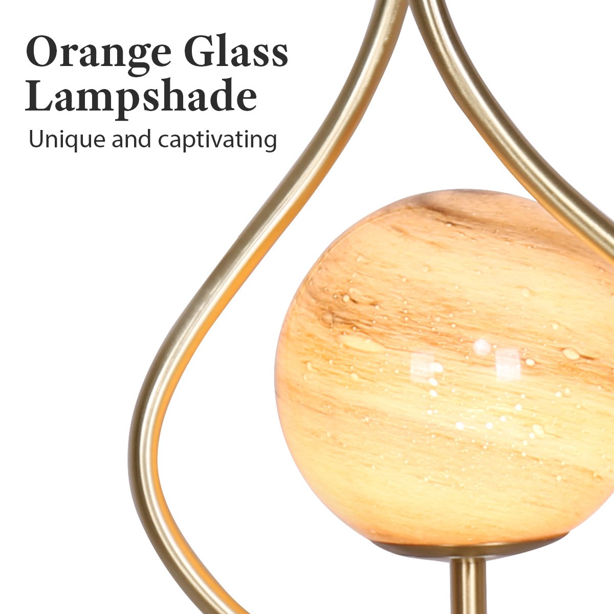 Sculptural Orange Glass Table Lamp with White Marble Base | Artistic Lighting