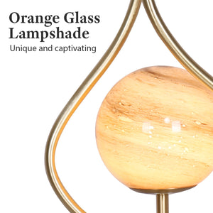 Sculptural Orange Glass Table Lamp with White Marble Base | Artistic Lighting