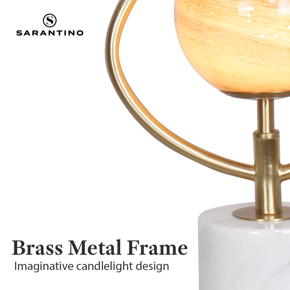 Sculptural Orange Glass Table Lamp with White Marble Base | Artistic Lighting