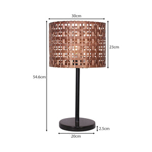 Rattan Desk Lamp with Black Marble Base | Natural, Contemporary Design